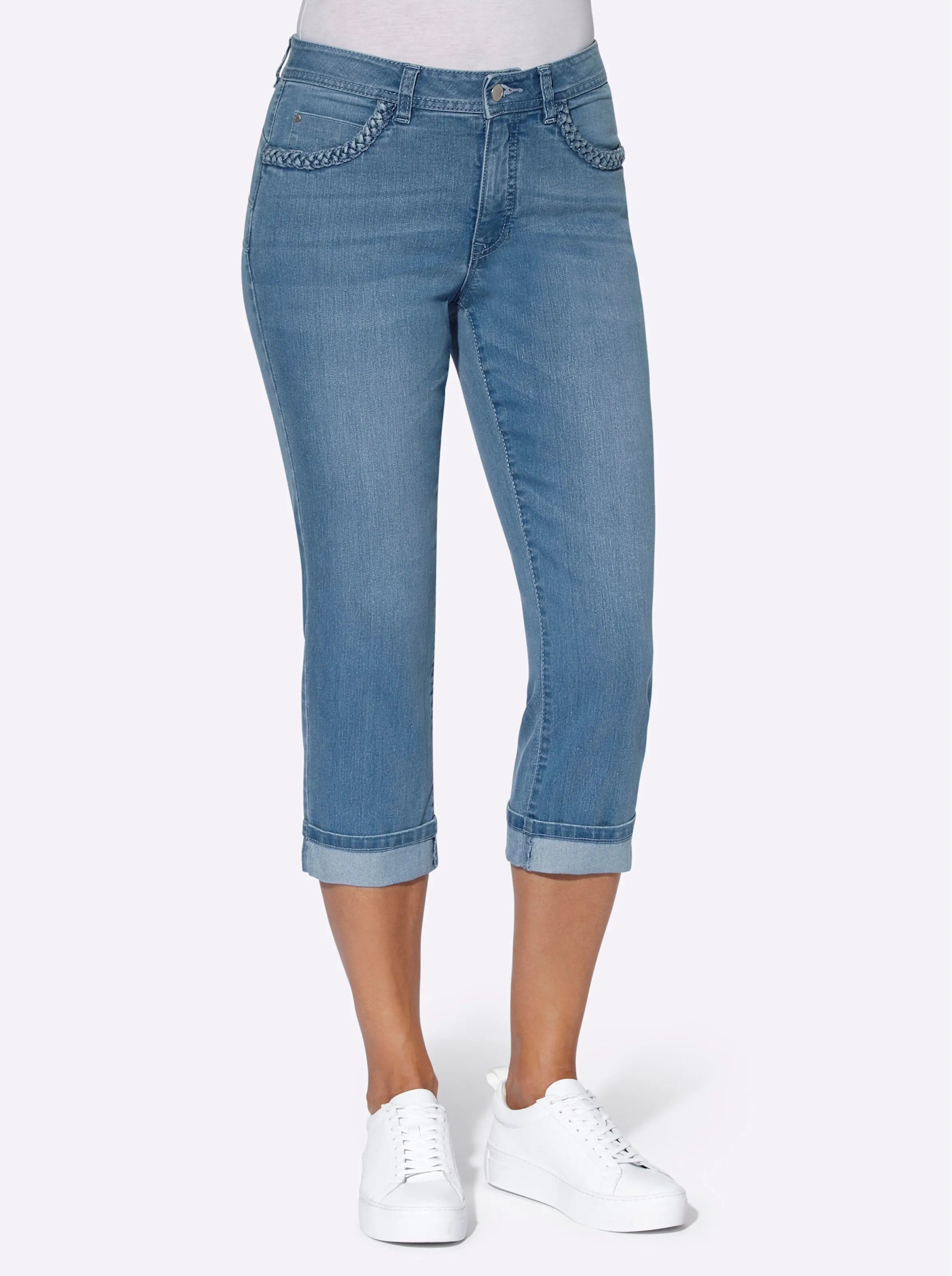 Capri-Jeans in blue-bleached