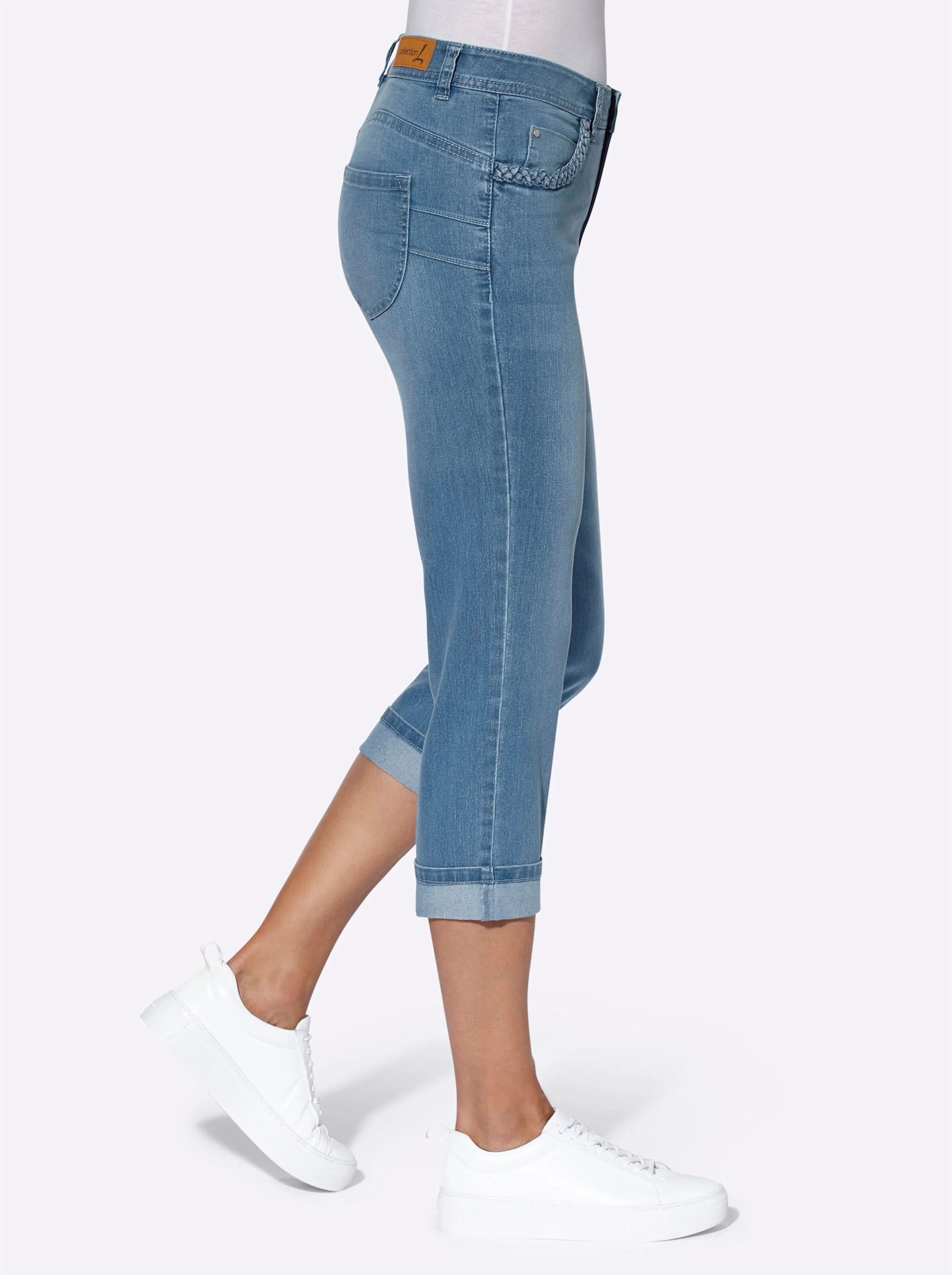 Capri-Jeans in blue-bleached