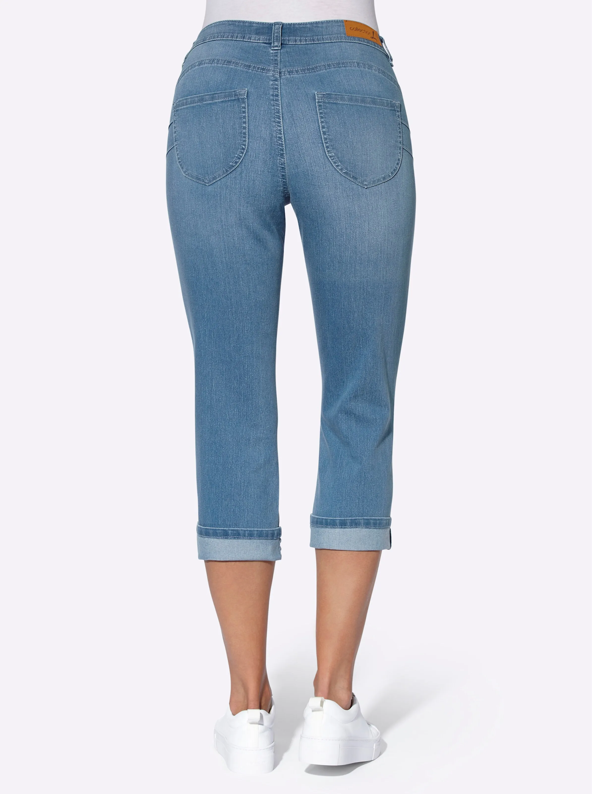 Capri-Jeans in blue-bleached