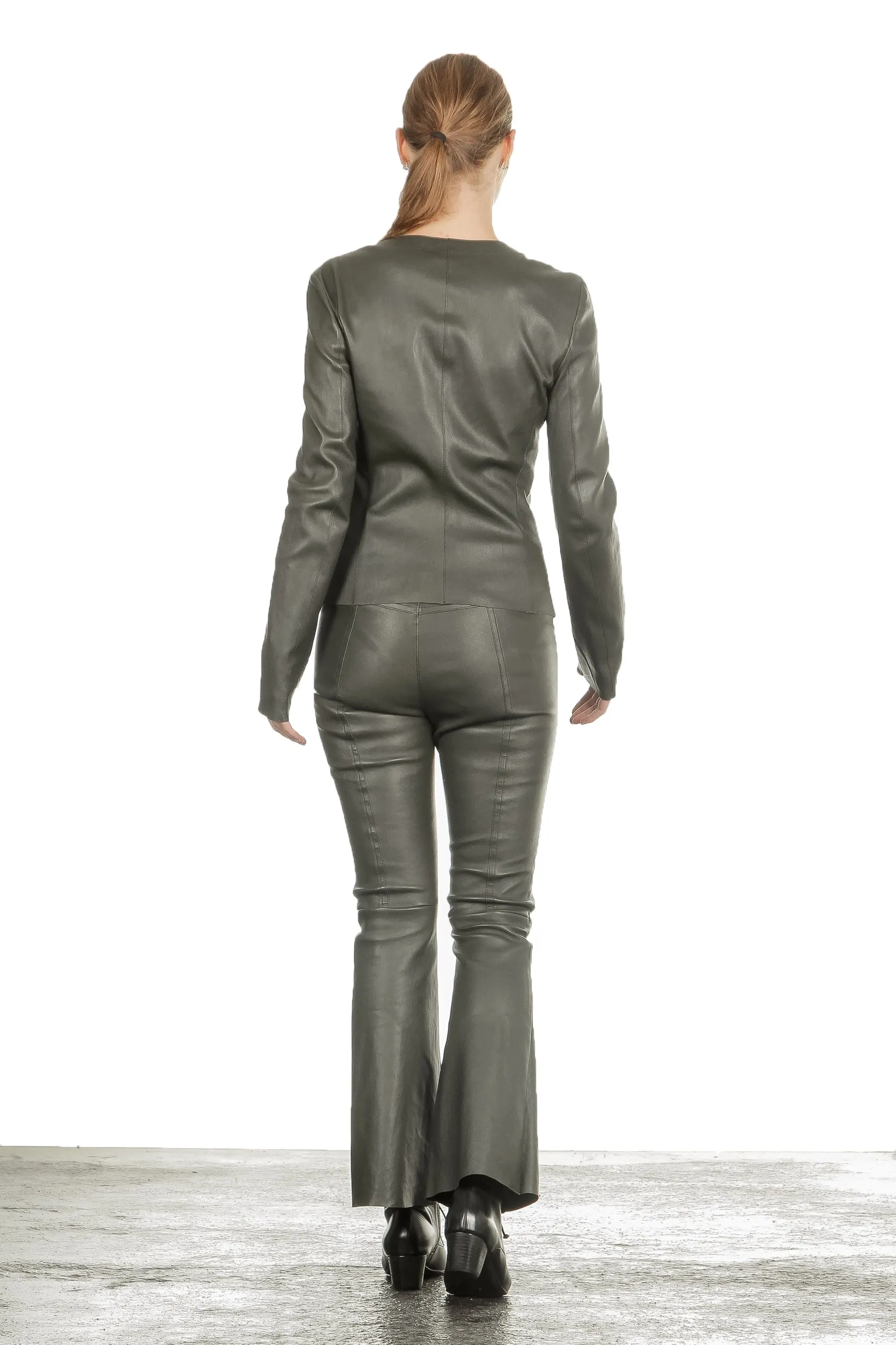 DROMe Damen Leder Jacke khaki