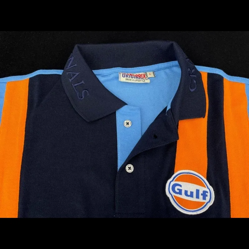 Gulf Poloshirt Racing Stripes Marineblau - Herren