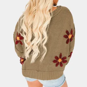 Heidi-Mode | Damen Elegante Blumen Pullover