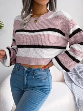 Heidi-Mode | Gestreifter Crop-Pullover