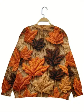 Heidi-Mode | Herbstblatt Druck Pullover