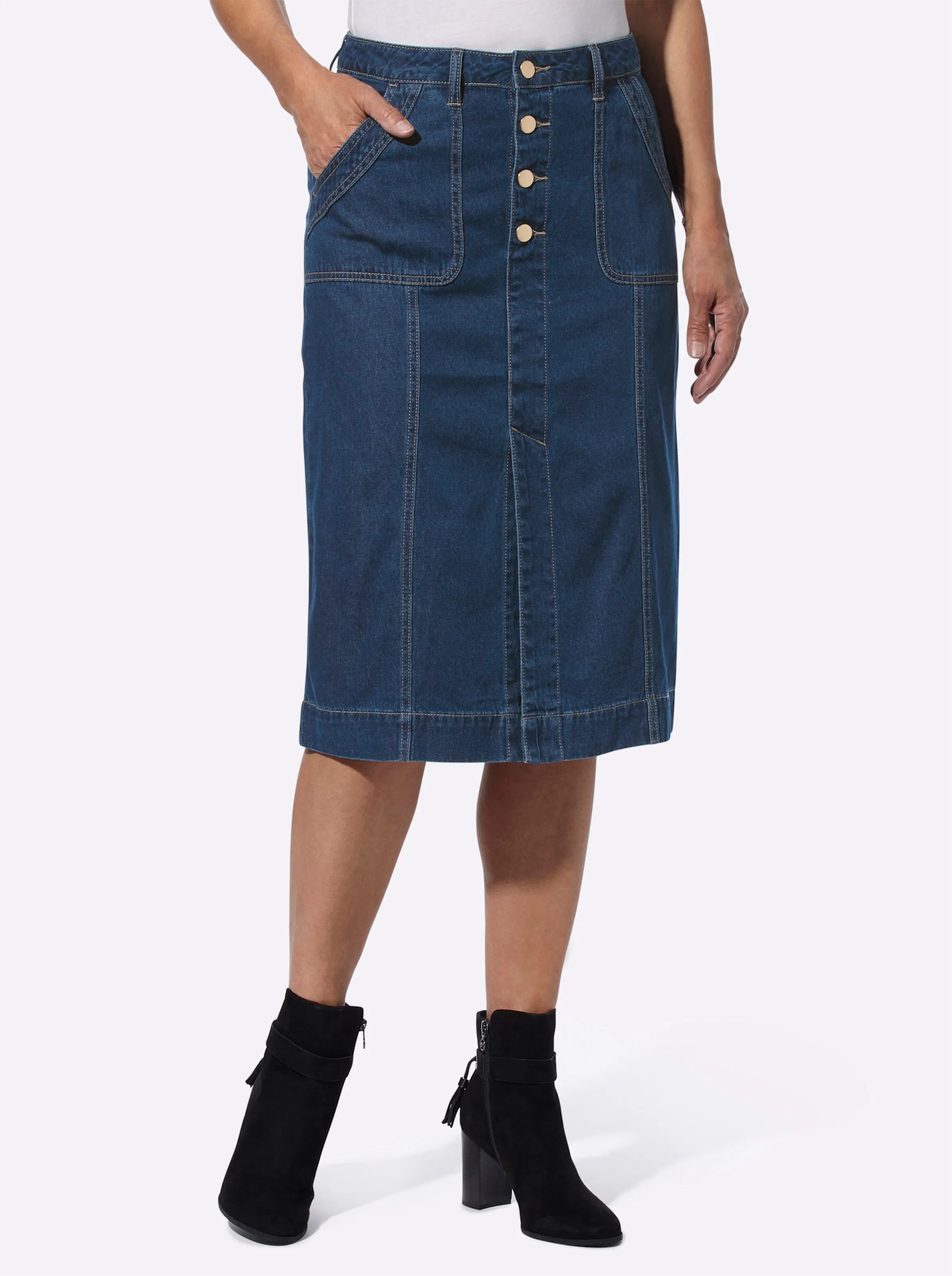 Jeans-Rock in blue-stone-washed