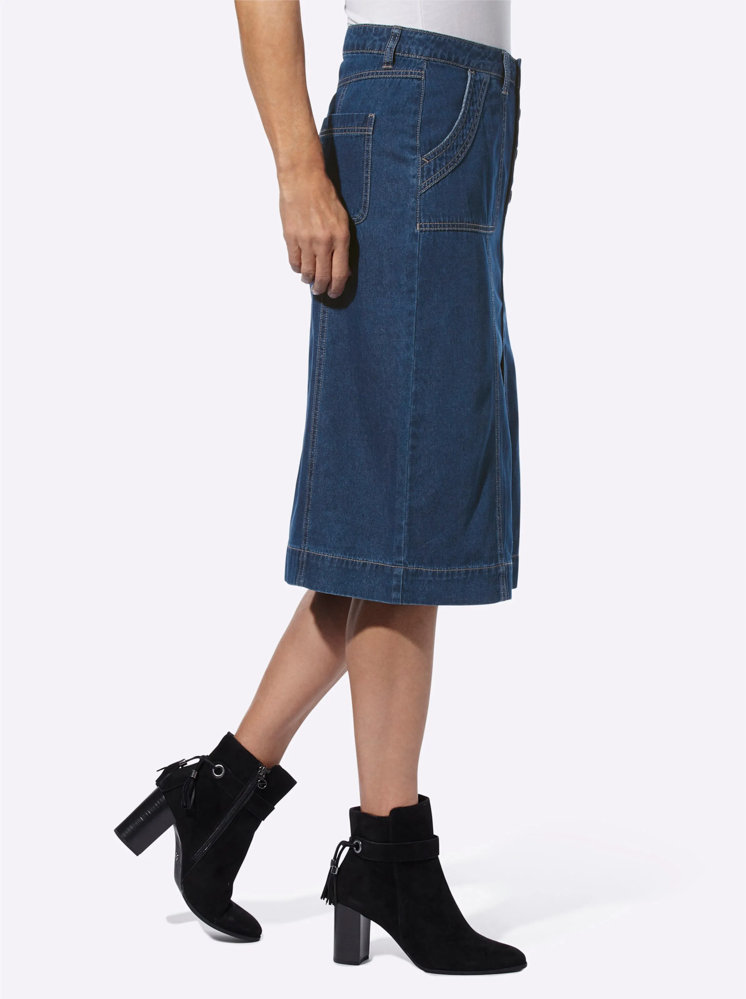Jeans-Rock in blue-stone-washed