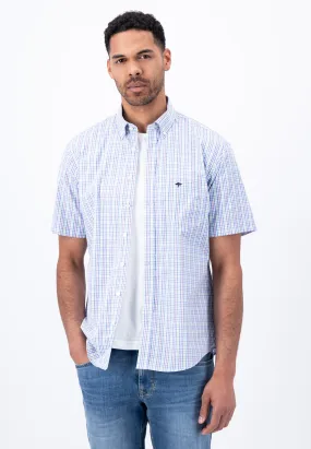 Kariertes Button-Down-Hemd mit Halbarm