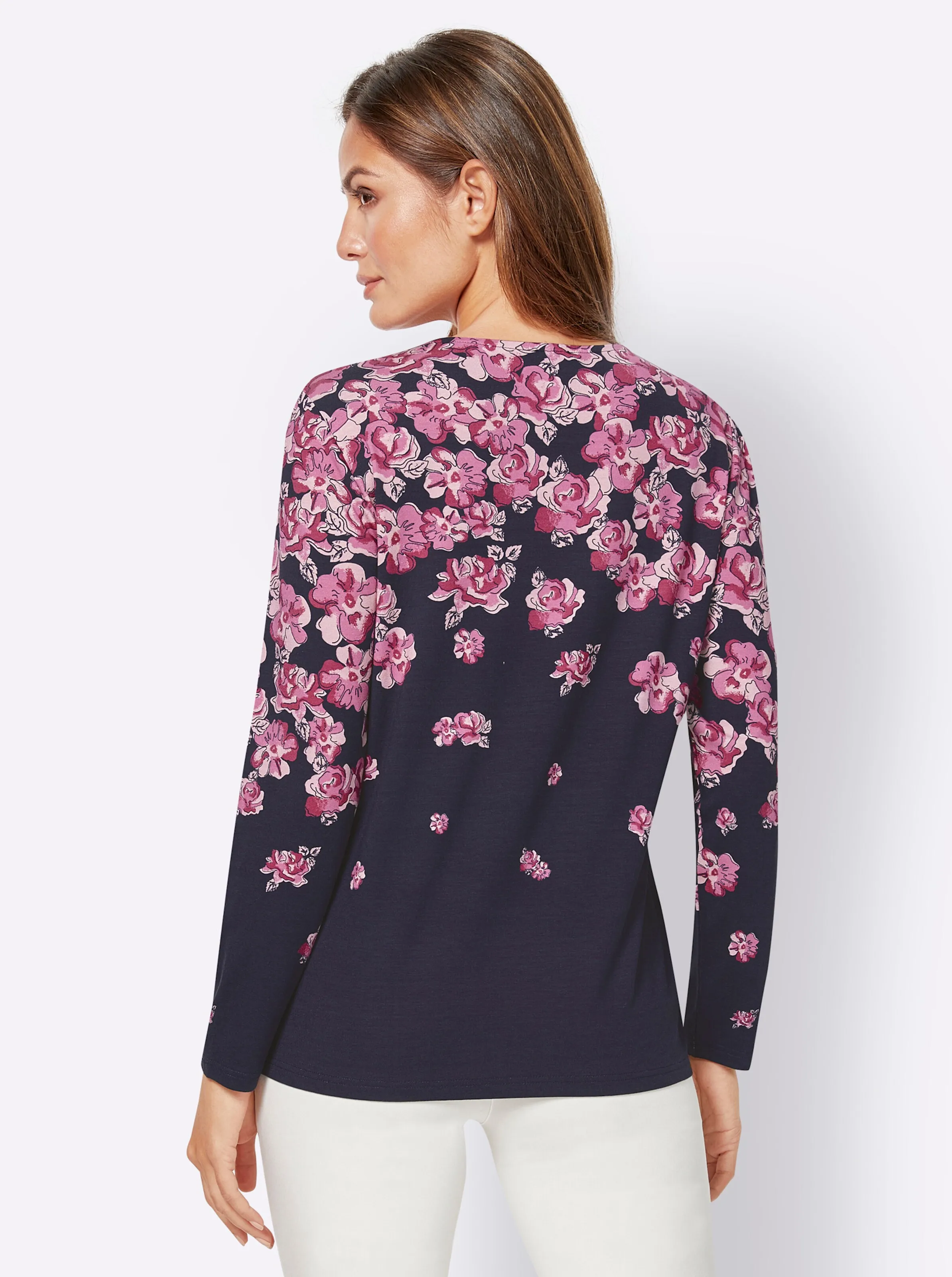 Langarmshirt in marine-bedruckt