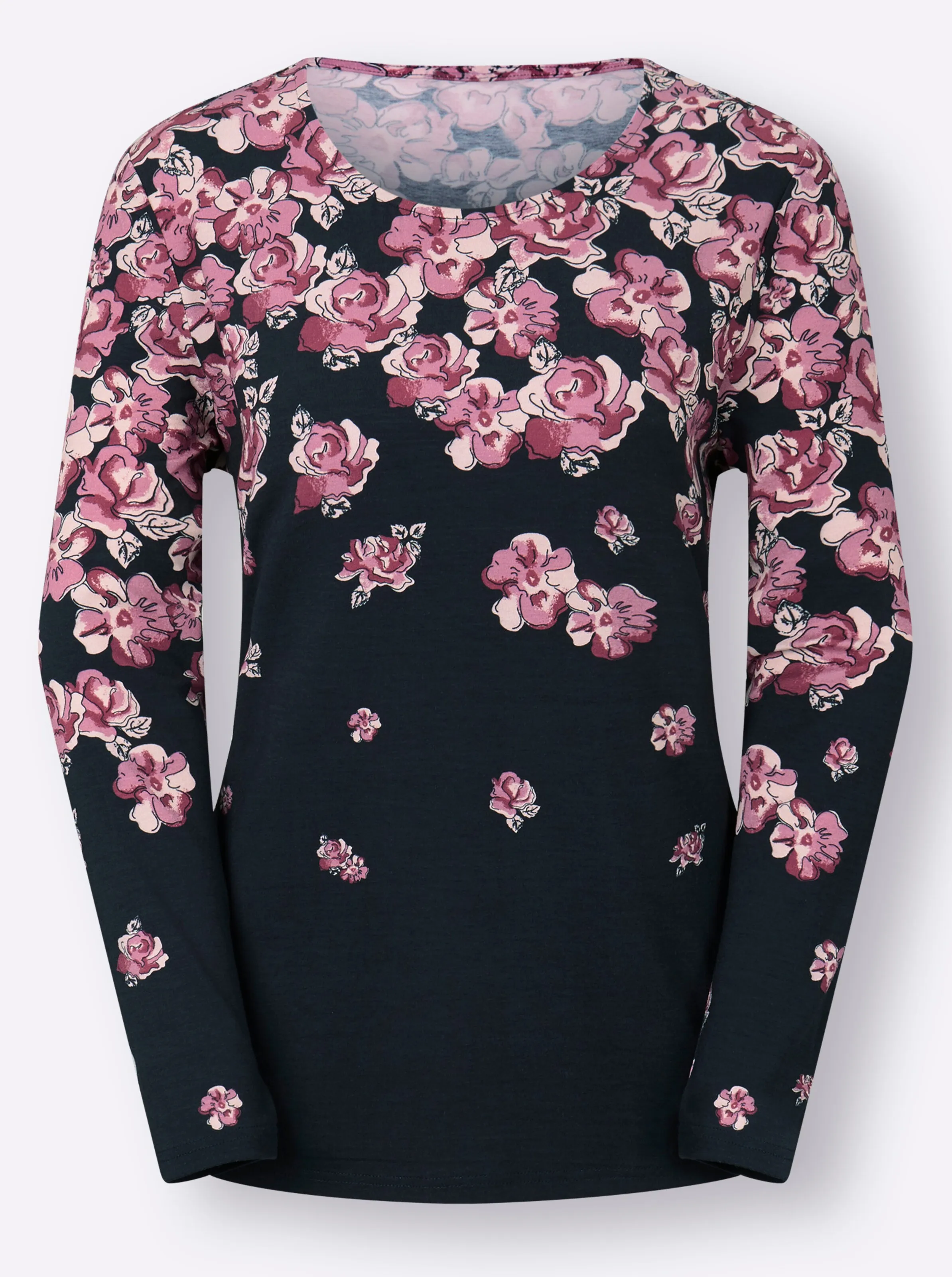 Langarmshirt in marine-bedruckt