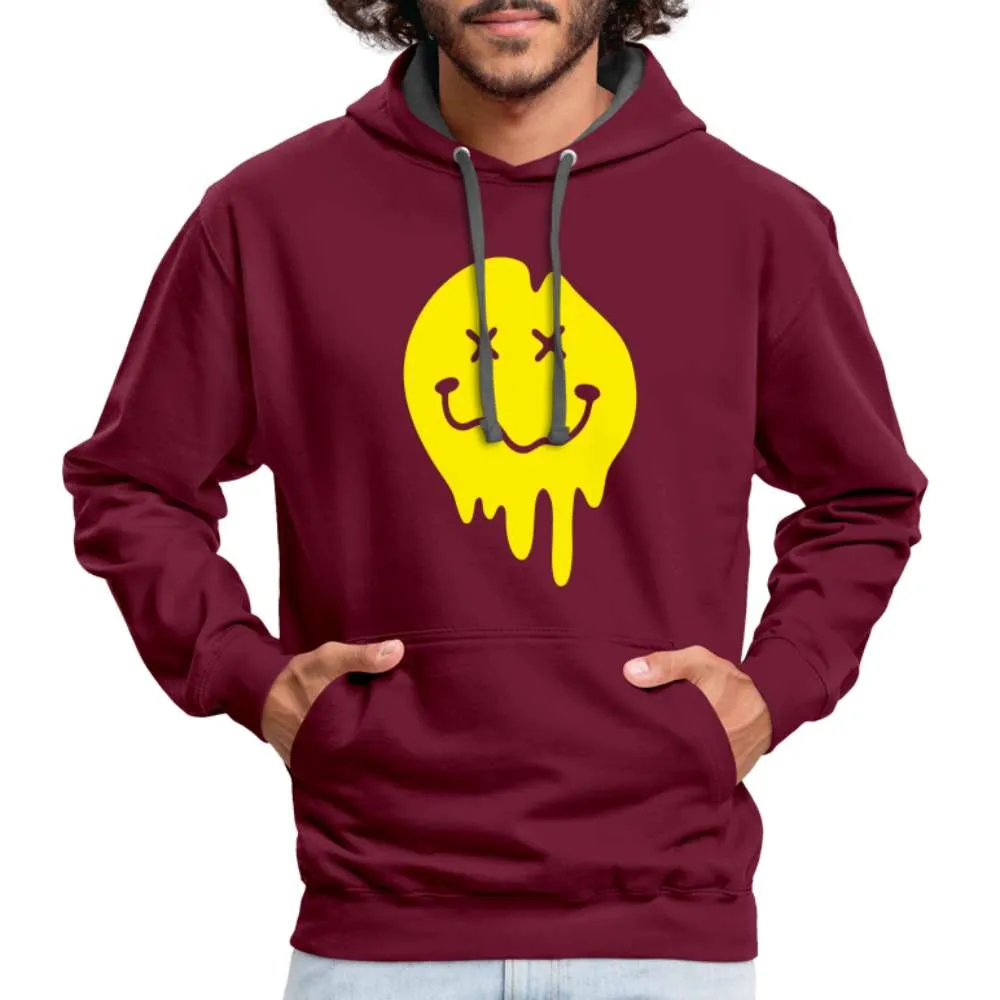 Lustiges Smiley zerlaufenes Emoji Unisex Kontrast-Hoodie