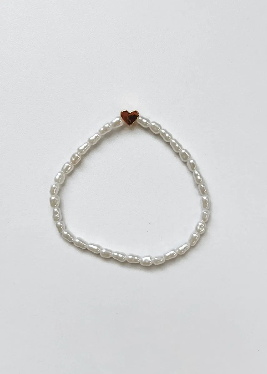 Mini Pearl Heart Charm Bracelet