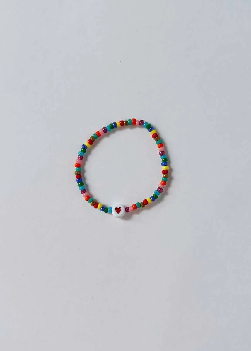 Mini Rainbow Heart Bead Bracelet