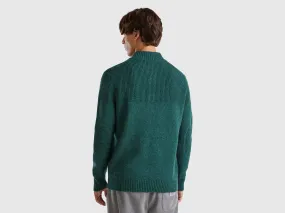 Pullover mit hohem Kragen aus reiner Shetlandwolle