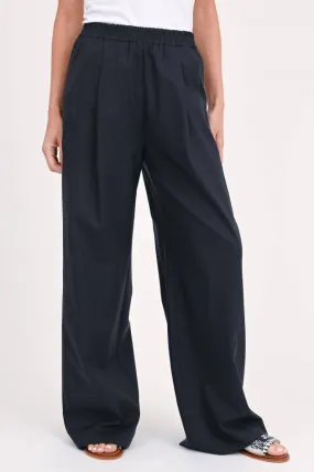 Weite Hose aus Schurwolle in Navy